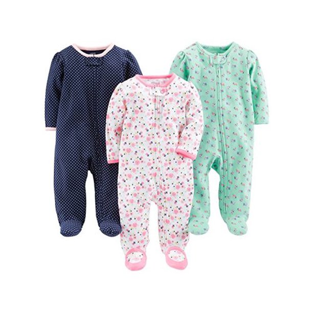 zzz Carter's Sleepers, 3-Pack, Pink Floral, Blue Floral, Navy Dot image 0