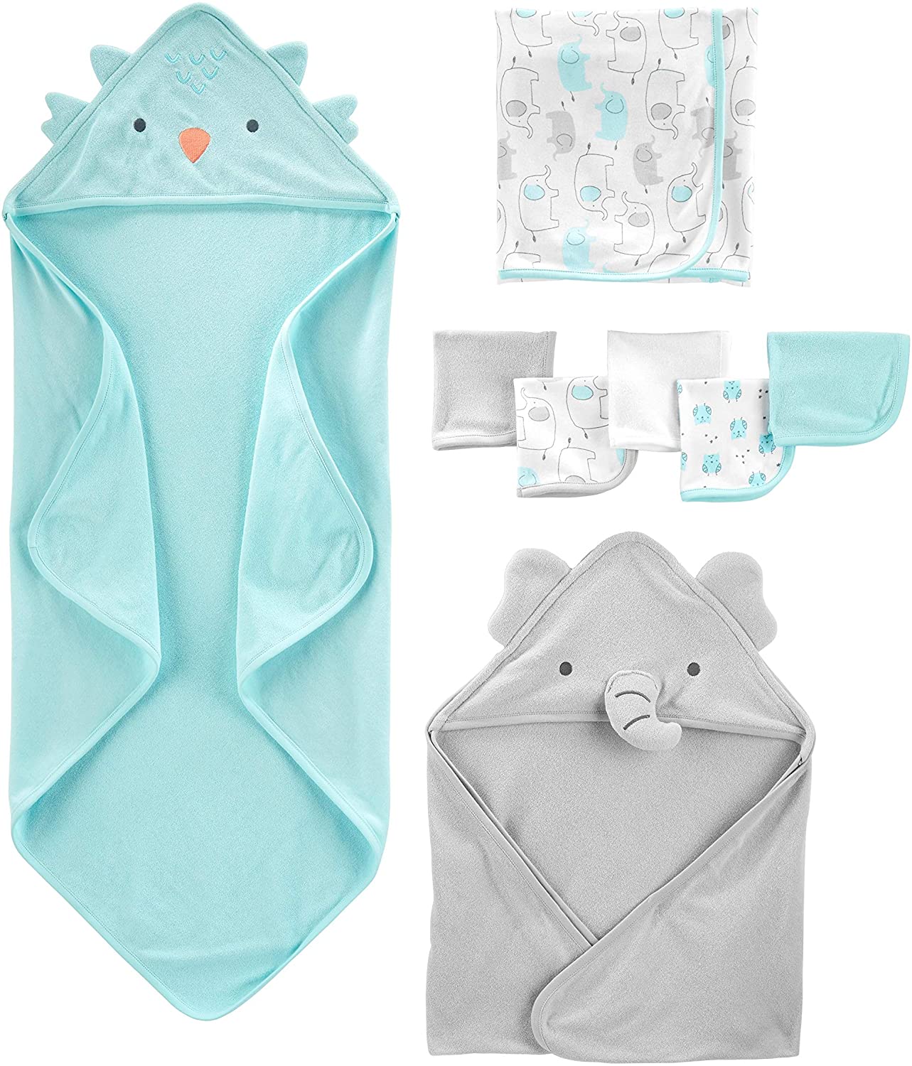 zz Carter's 7-Piece Towel & Washcloth Set - Elephant/Owl image 0