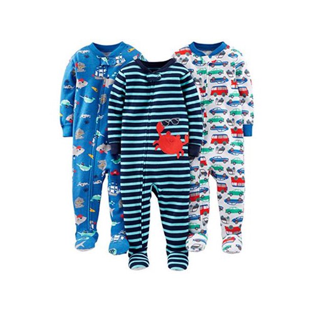 zzz Carter's Sleepers, 3 pk Cotton Footless, Crab/Sea Creatures/Cars (12-18) image 0