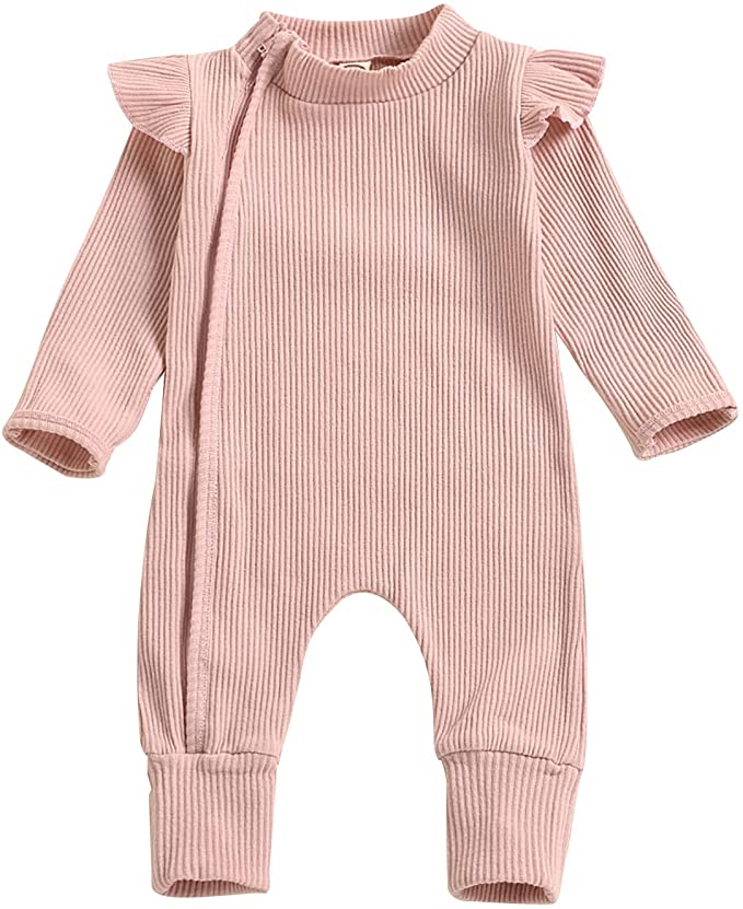 Cotrio - Cotton Pink Romper - Ruffled Long Sleeve (18-24 M) image 0