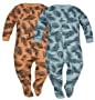 zz Sibinulo 2 pack Feeted Rompers/Bodysuits, Palm Trees (9-12 M) image 0