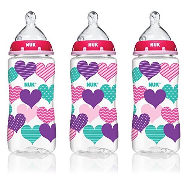 zz NUK Wide Neck Bottles, 10 oz - Hearts, Pack of 3 image 0
