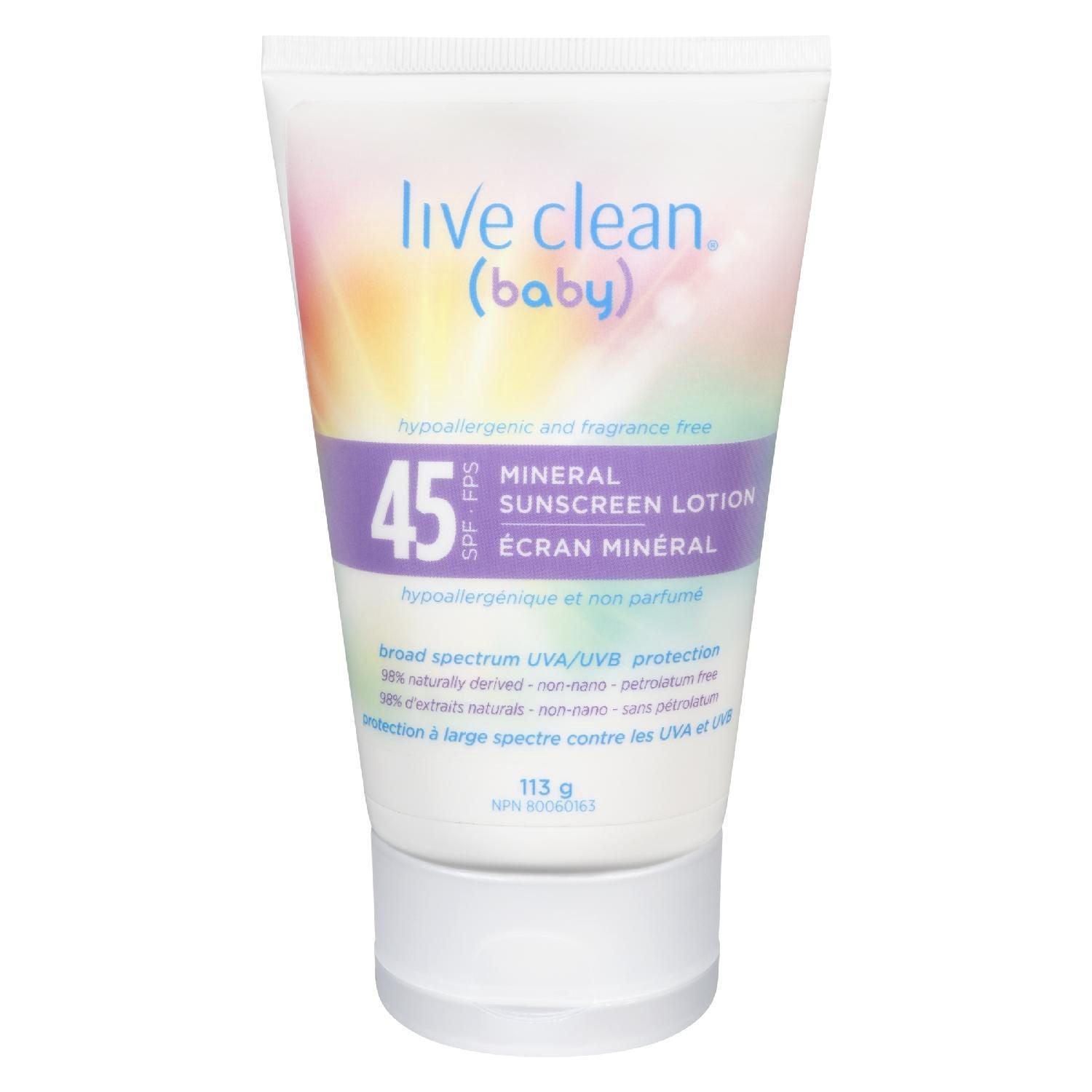 Live Clean Baby Mineral Sunscreen Lotion Spf 45 - 113 g image 0