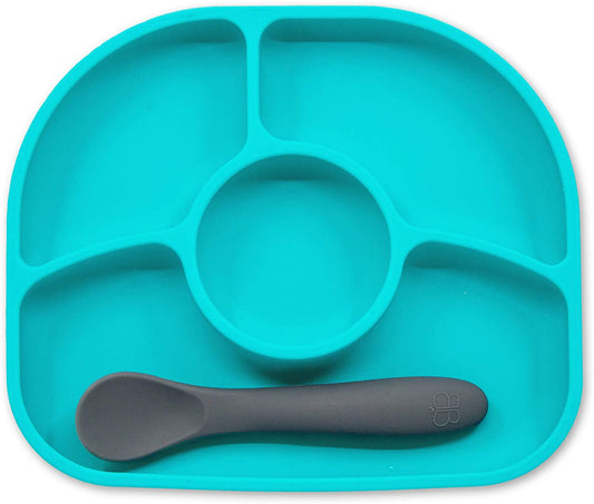 zz BBluv Yümi: Silicone plate and spoon set for baby (Aqua) image 0