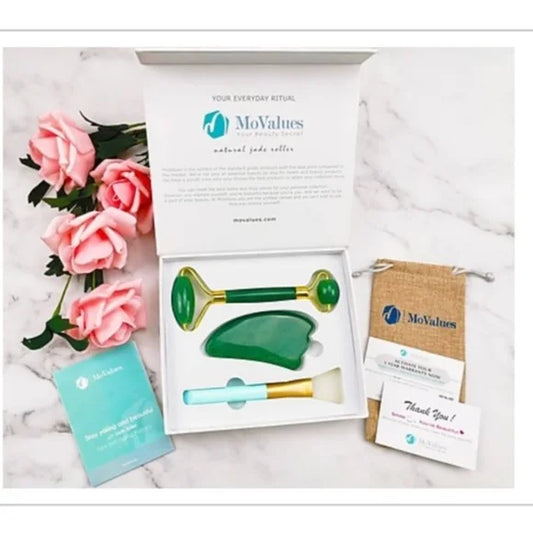 MoValues Original 3-in-1 Jade Roller and Gua Sha Set image 0