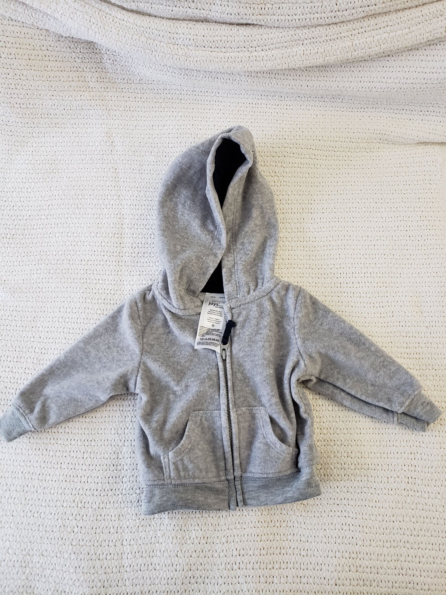 Carter's Hoodie Fleece Full Zip Hoodie, Grey [Newborn]