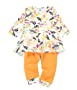Boutique Baby Girl Outfit Set, Orange/Yellow - Shirt & Pants (2T) image 0