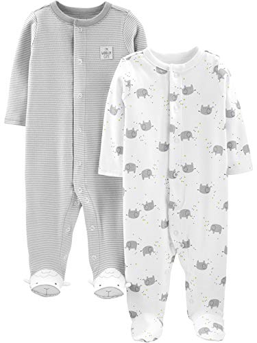 Carter's Sleepers, 2-Pack Footed, Elephant, Neutral (6-9 M) image 0