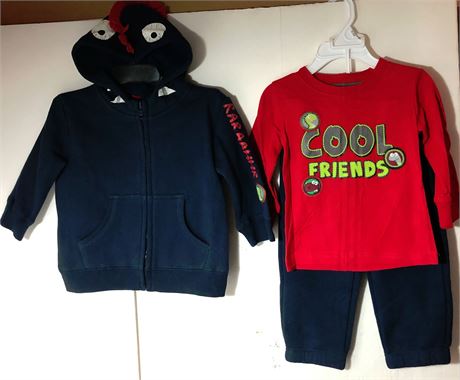 Jack & Jill 3 Piece Outfit Set, Fleece, Red/Blue (12-18 M) image 0