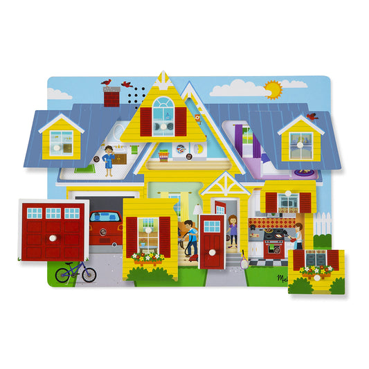 Melissa & Doug Wooden Peg Puzzle w Sound Effects - Around The House (8 Pieces)