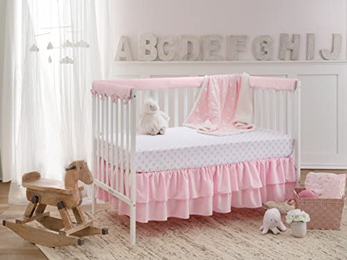 zz American Baby Company Double Layer Ruffled Crib Skirt, Pink image 0