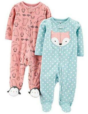 Carter's Sleepers, 2-Pack Fleece Footed, Pink Fox/Animal (6-9 m) image 0