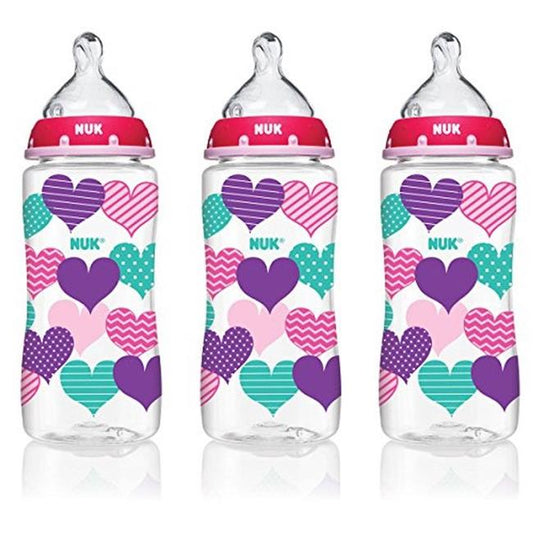 zz NUK Wide Neck Bottles, 10 oz - Hearts, Pack of 3 image 0
