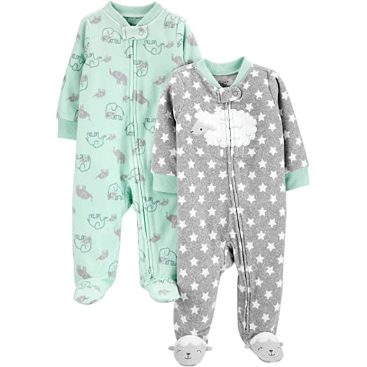 Carter's Sleepers, 2 pack Fleece Footed (lamb/elephant) (6-9 M) image 0