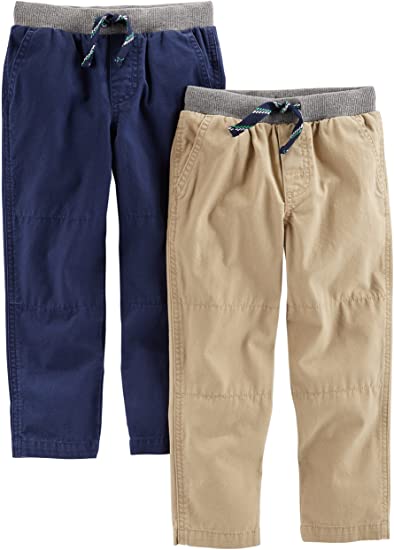 Carter's Toddler 2-Pack Pull on Pant, Khaki, Navy (5T) image 0