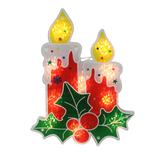 Christmas Window Silhouette Decoration, Northlight 12" Red Lighted Berry Candle image 0