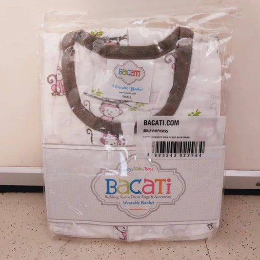 Bacati Muslin Happy Monkeys Sleeping Bag, 0-6 m Wearable Blanket/Sleepsack image 0