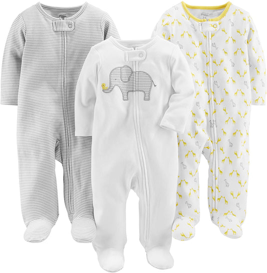 zzz Carter's Sleepers, 3 Pack Neutral, Elephant/Stripe/giraffe (6-9 M) image 0