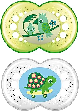 zz MAM Crystal Pacifiers - Pack of 2, 6+, Parrot/Turtle image 0