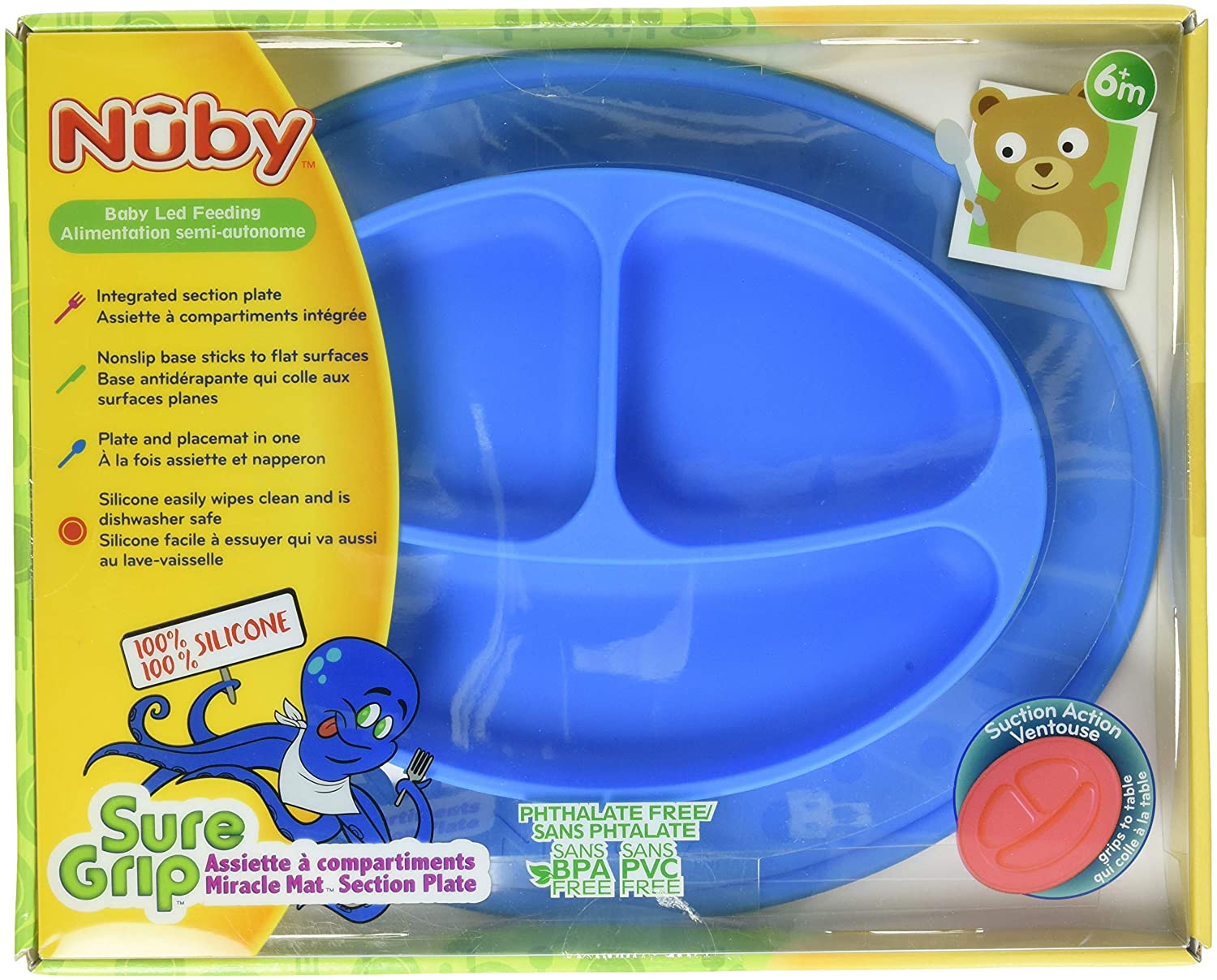 zz Nuby Sure Grip Silicone Miracle Mat Section Plate, Dark Blue image 0