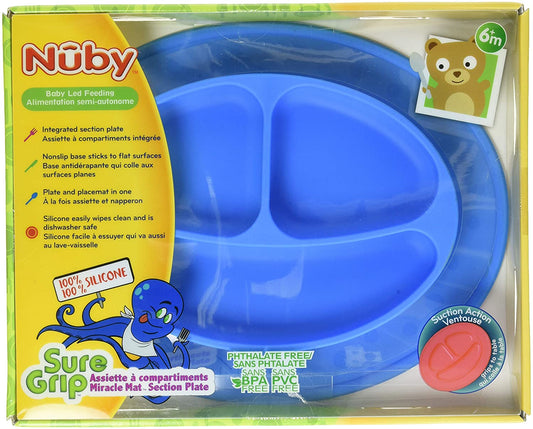 zz Nuby Sure Grip Silicone Miracle Mat Section Plate, Dark Blue image 0