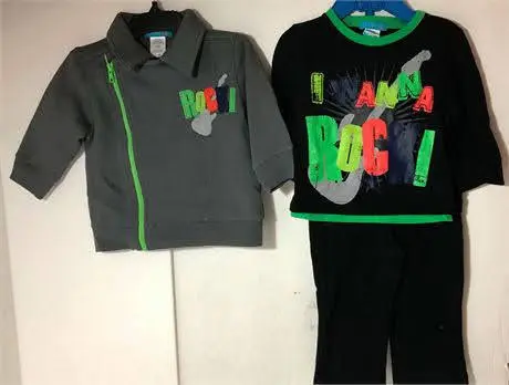 Jack & Jill 3 piece Outfit Set, "I Wanna Rock" (3-6 M) image 0